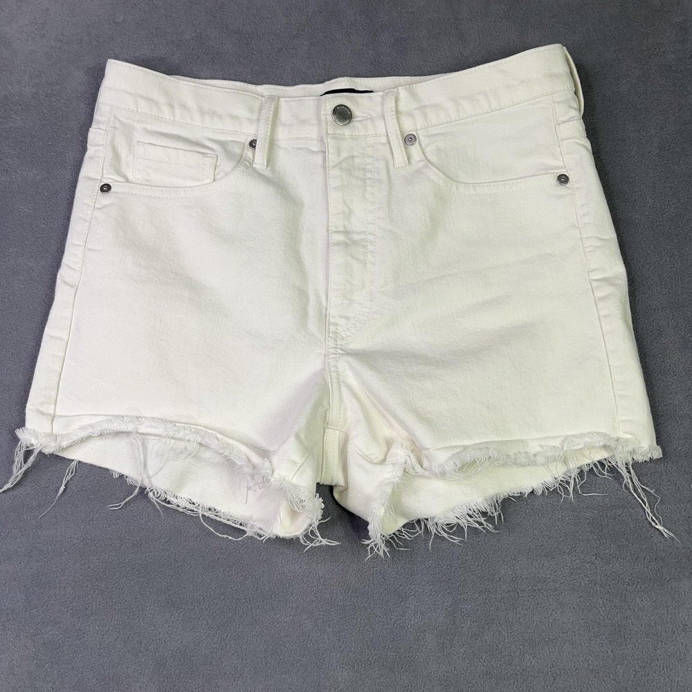 Banana Republic Denim Shorts White High Rise Raw Hem Cut Off Womens 30